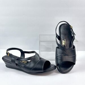 SAS Sandals Caress Cross Strap Wedge Womens 8.5 WW Leather Slingback Shoes USA